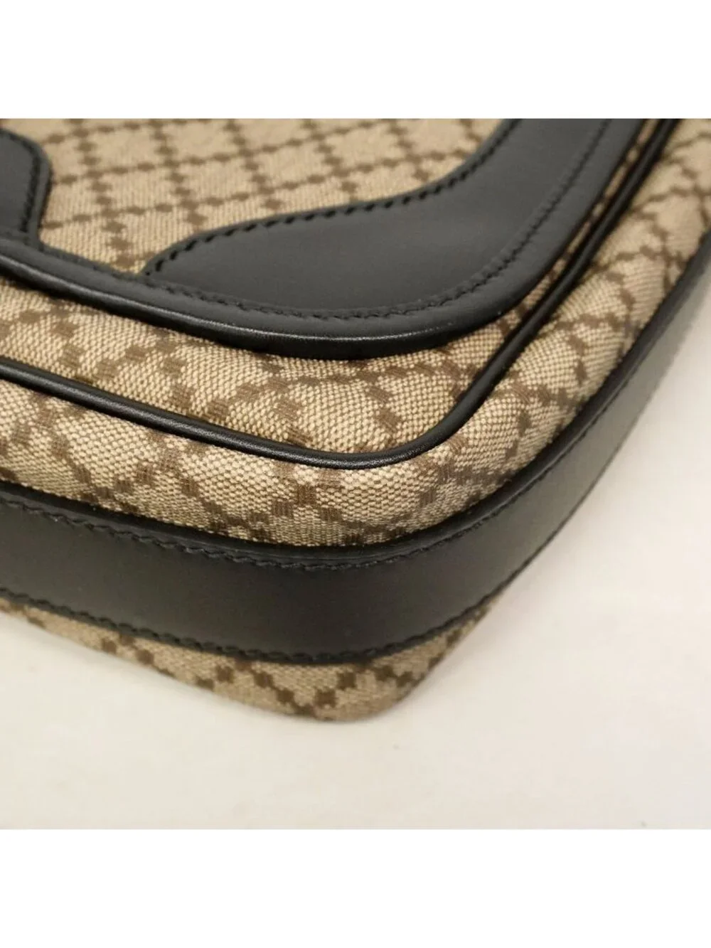 Gucci Shoulder Bag Diamante Beige Black Silver